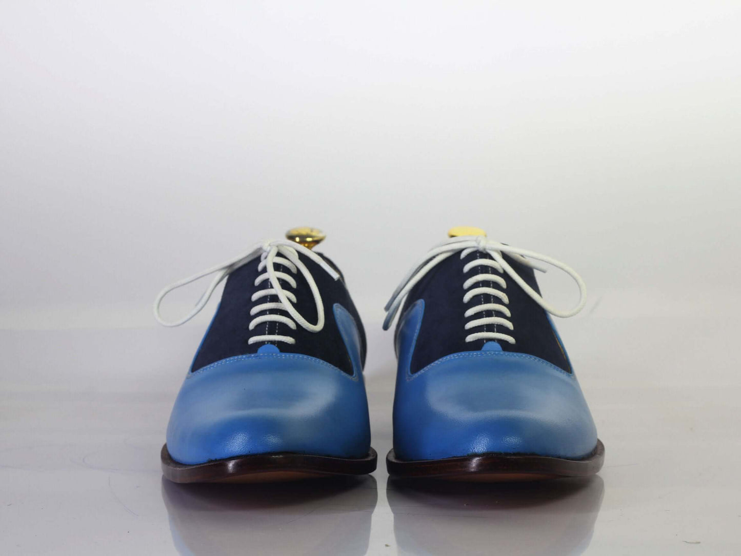 Handmade Men Blue Leather & Suede Lace Up Shoes, Men Dress Formal Designer Shoes - theleathersouq