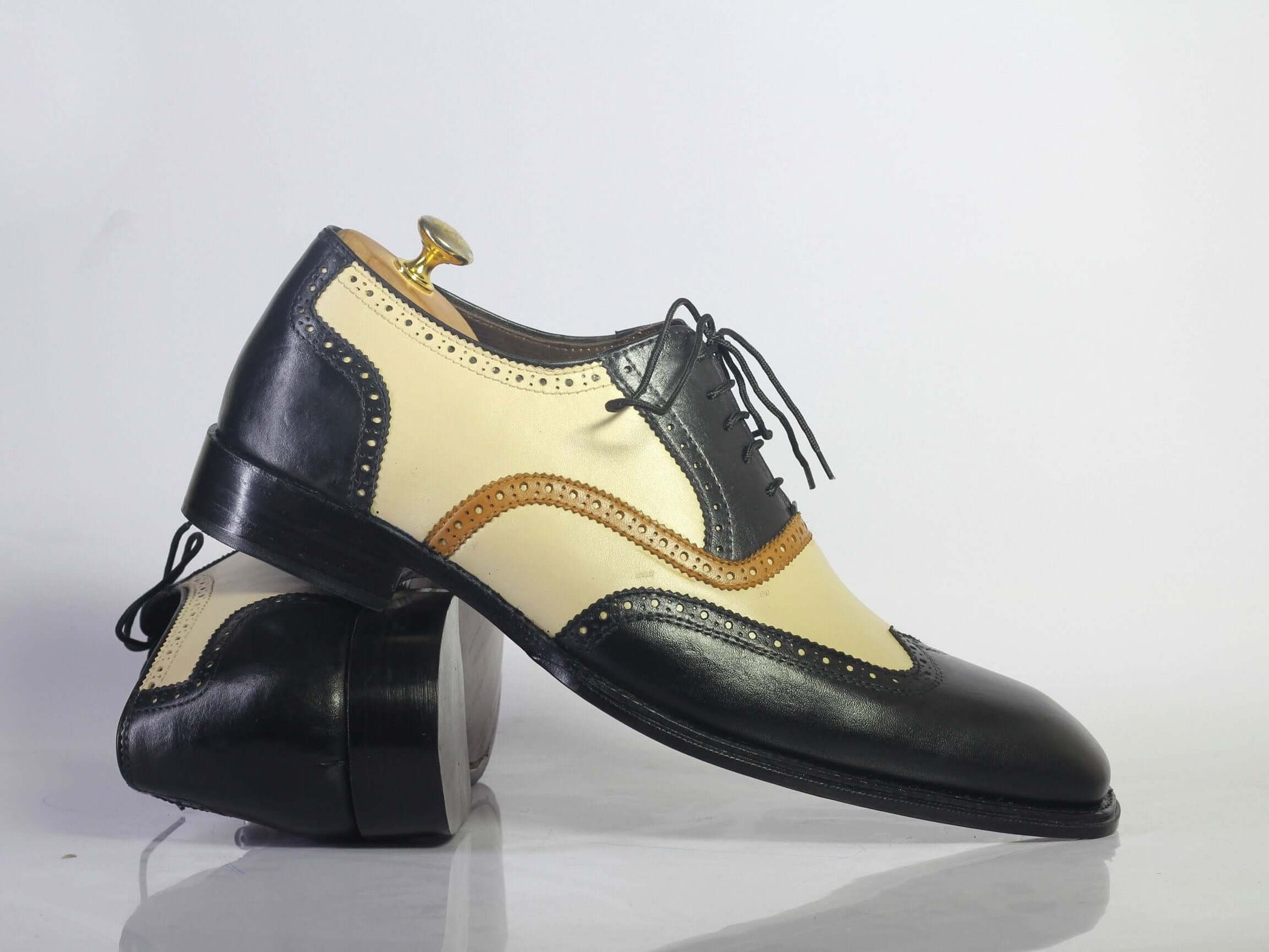 Handmade Men Multi-color Leather Wing Tip Dress Shoes, Men Formal Designer Shoes - theleathersouq