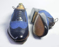 Handmade Men's Black Blue Wing Tip Brogue Shoes, Men Leather Denim Designer Shoes - theleathersouq