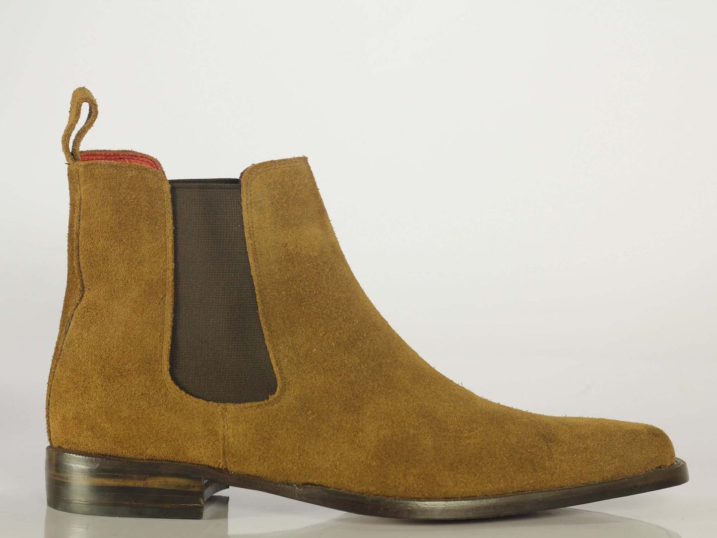 Handmade Men's Tan Suede Chelsea Boots, Men Suede Ankle Boots, Men Designer Boots - theleathersouq