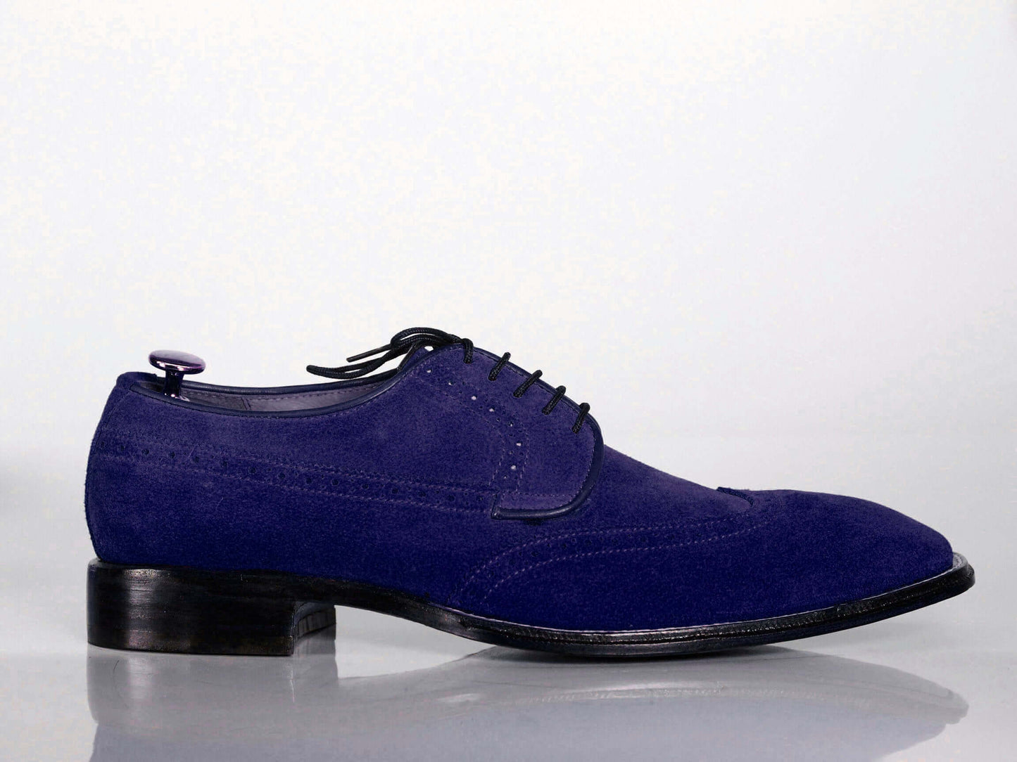 New Men's Handmade Blue Wing Tip Lace Up Shoes, Men Suede Designer Shoes - theleathersouq