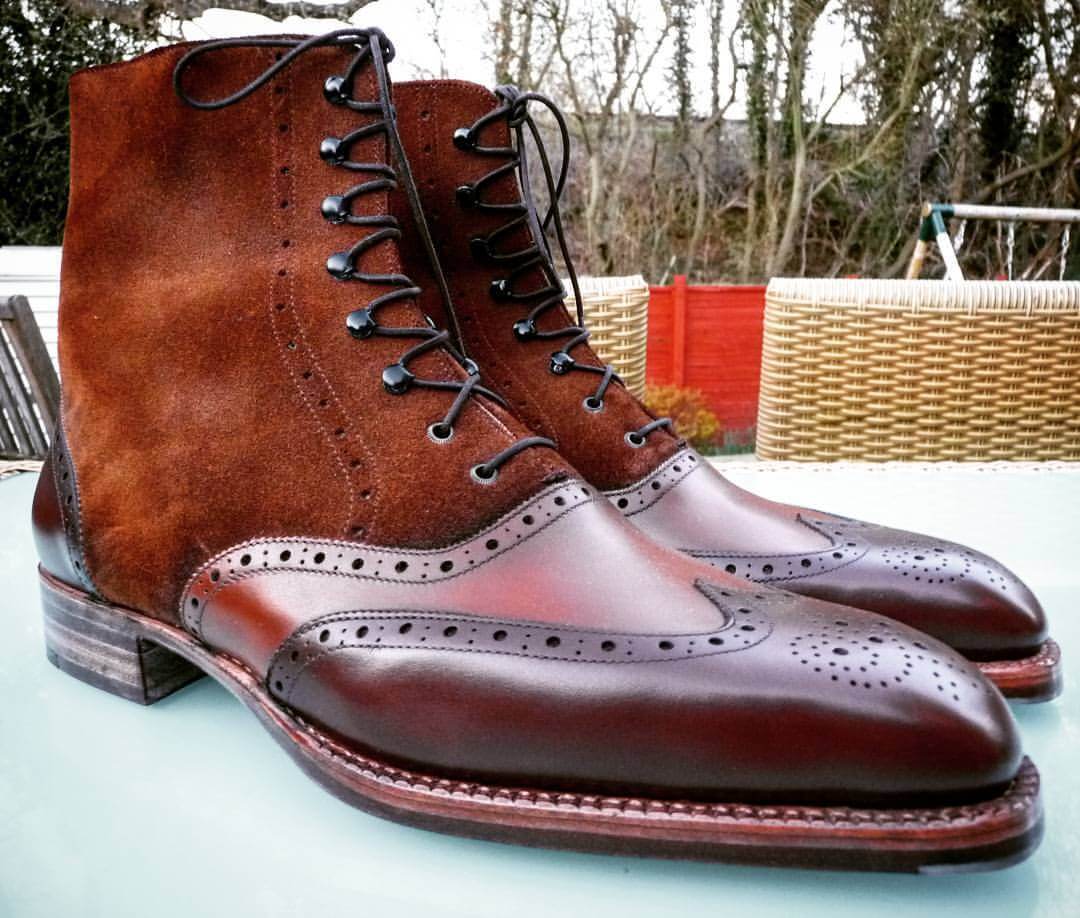 mens dark brown brogue boots