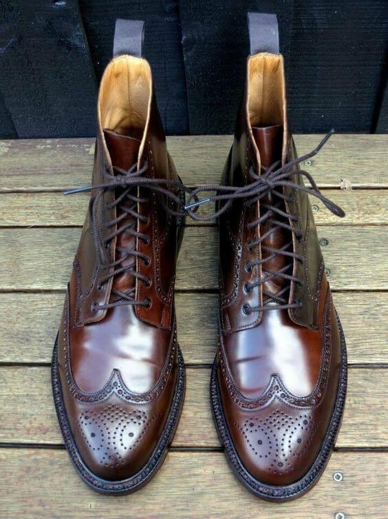 Men's Handmade Brown Wing Tip Brogue Leather Ankle Boots, Men Designer Boots - theleathersouq