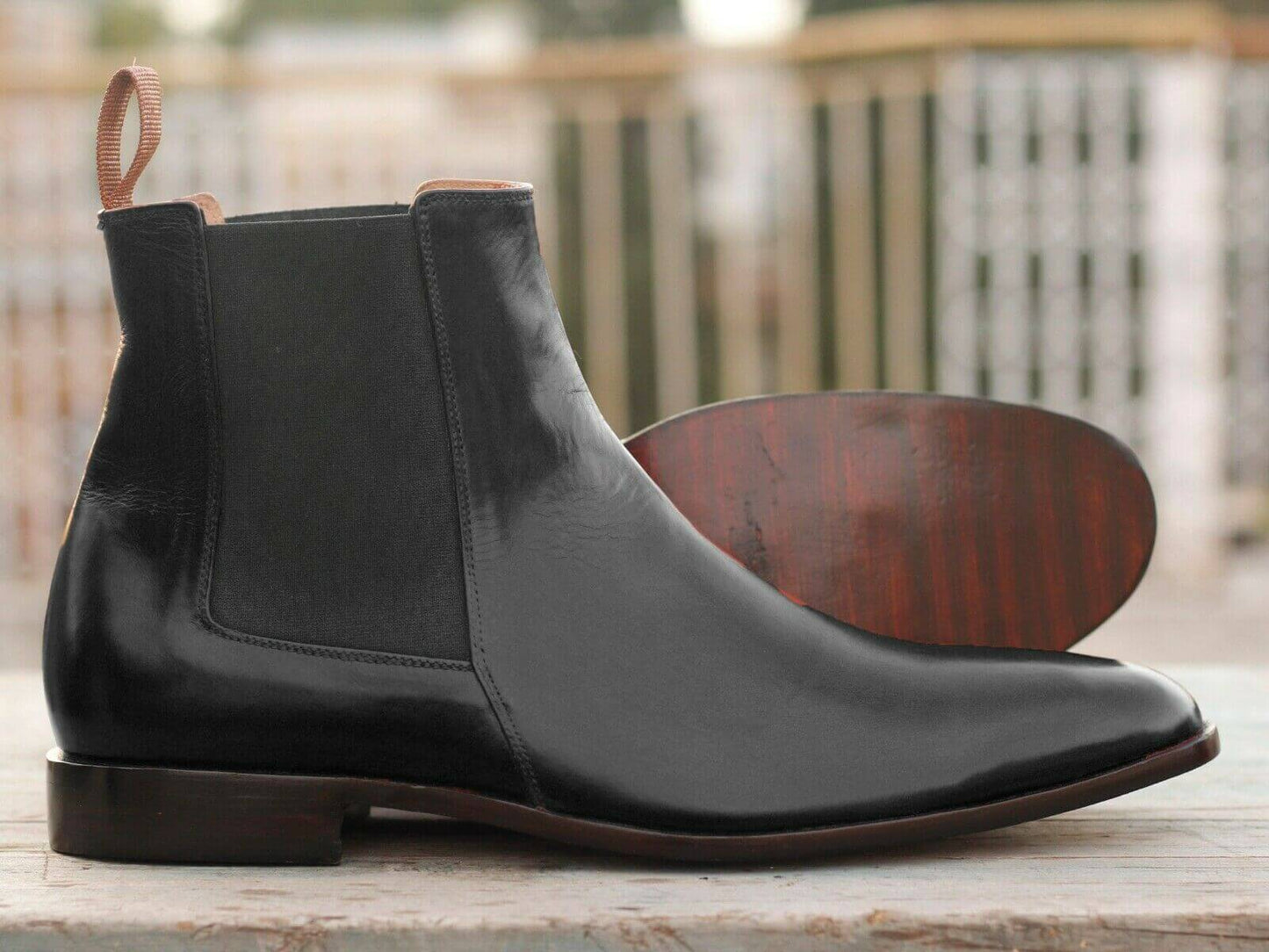 Men's Handmade Black Leather Chelsea Boots, Men Ankle Boots, Men Designer Boots - theleathersouq