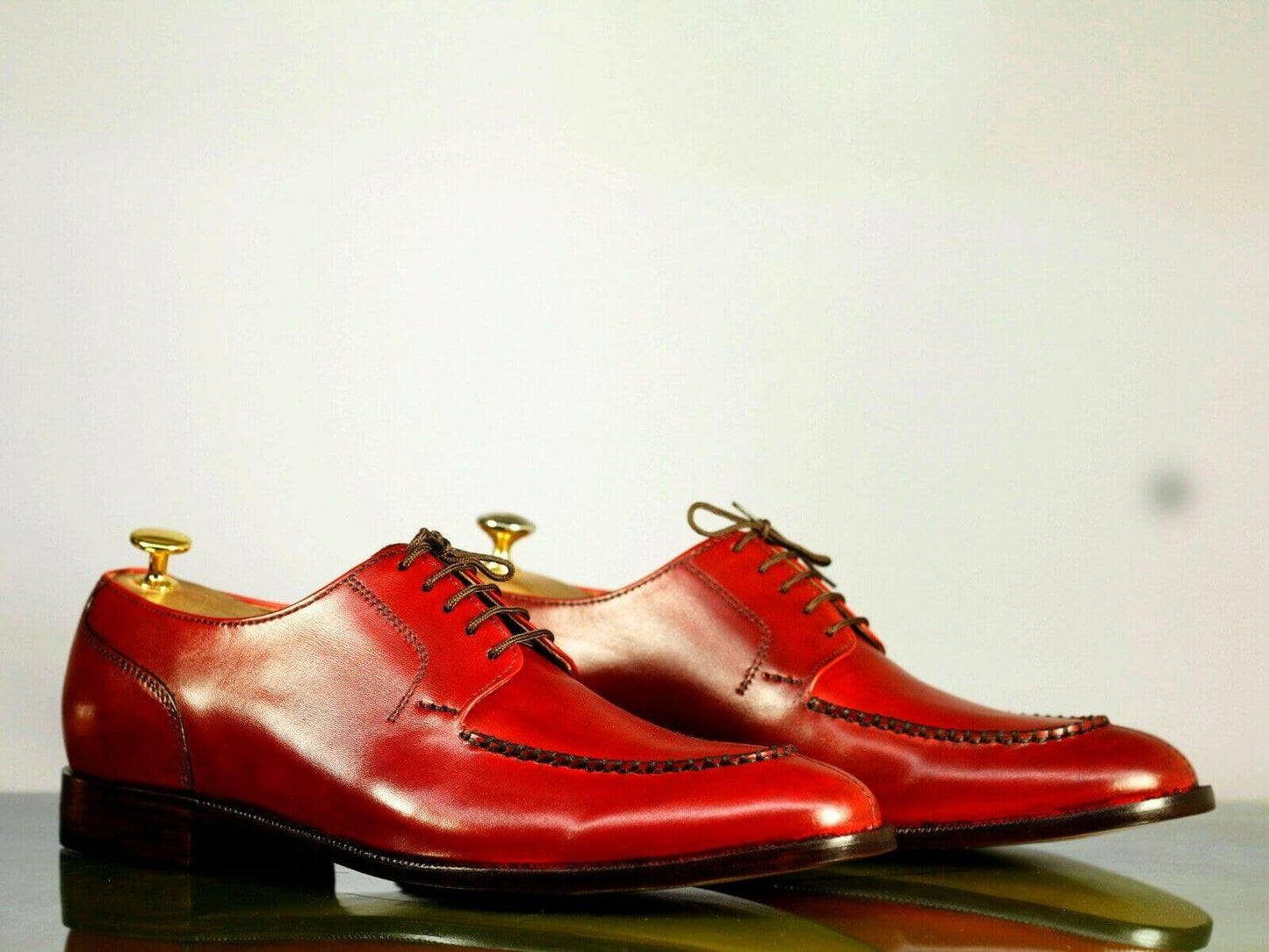 Handmade Men's Red Split Toe Leather Lace Up Shoes, Men Designer Dress Oxford Shoes - theleathersouq