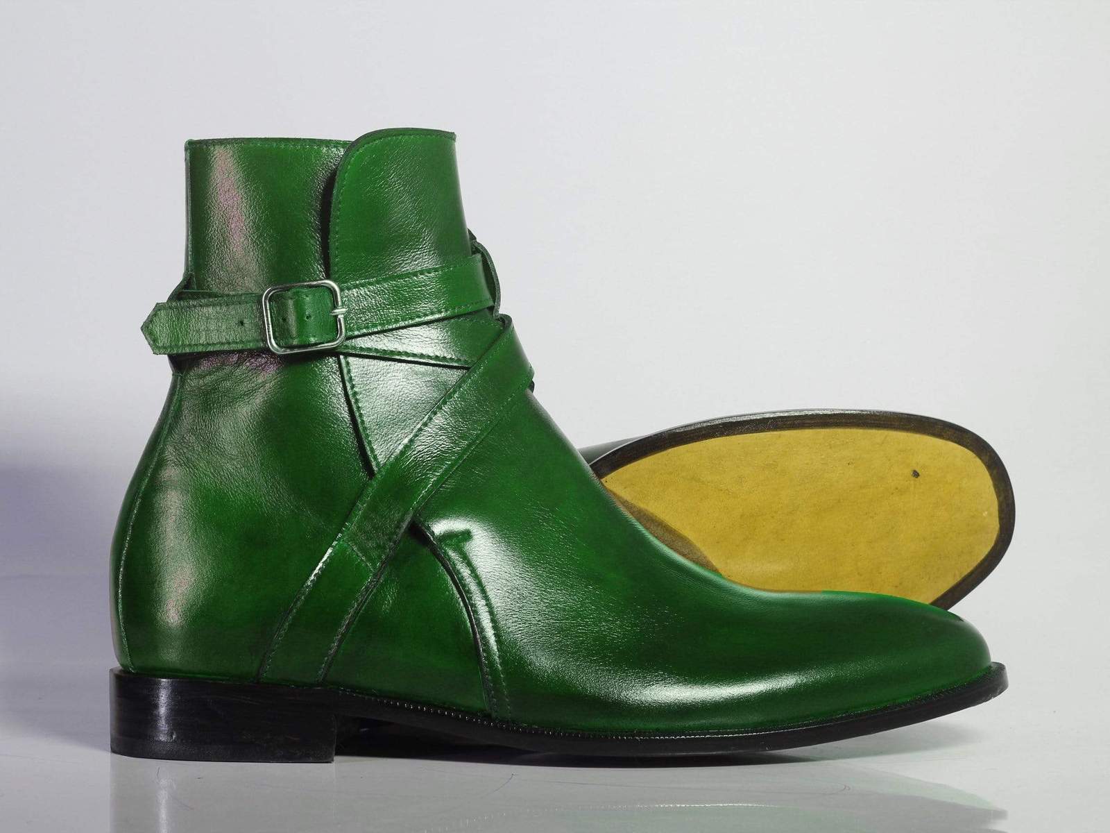 New Handmade Men's Green Leather Jodhpur Boots, Men Ankle Boots, Men Designer Boots - theleathersouq