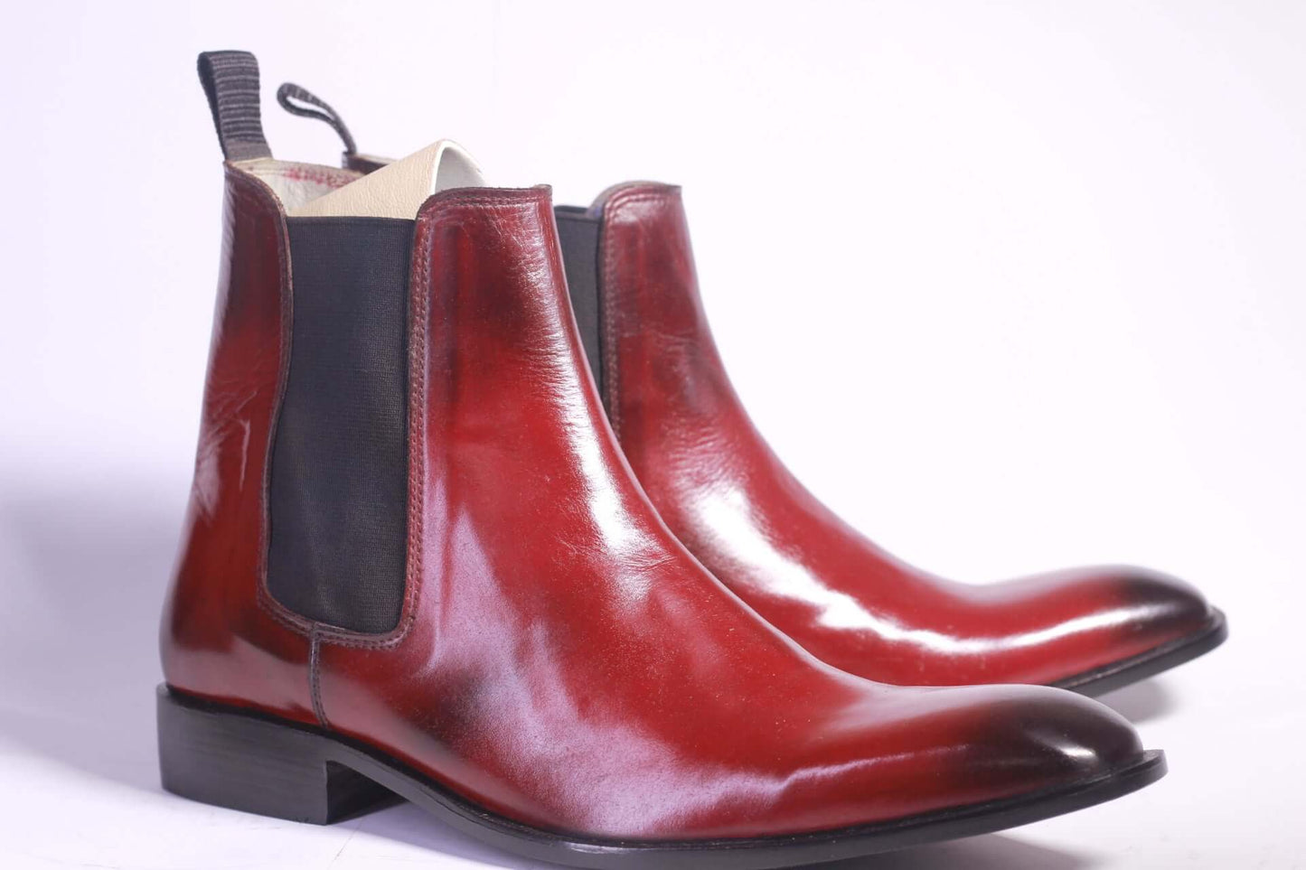 New Handmade Men's Burgundy Leather Chelsea Boots, Men Ankle Boots, Men Designer Boots - theleathersouq