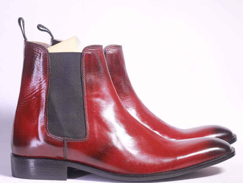 New Handmade Men's Burgundy Leather Chelsea Boots, Men Ankle Boots, Men Designer Boots - theleathersouq