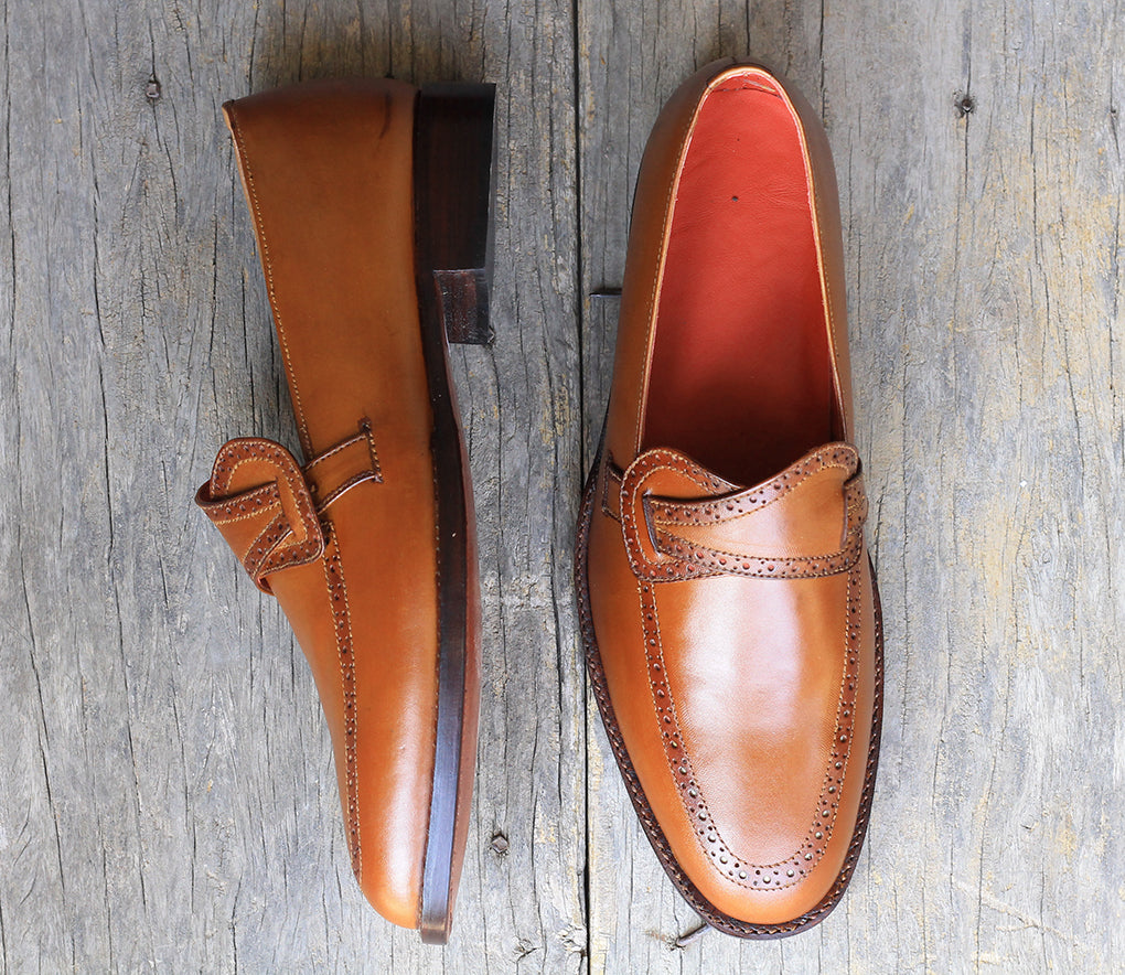 New Handmade Men's Brown Leather Butterfly Loafer Dress Shoes, Men Des ...
