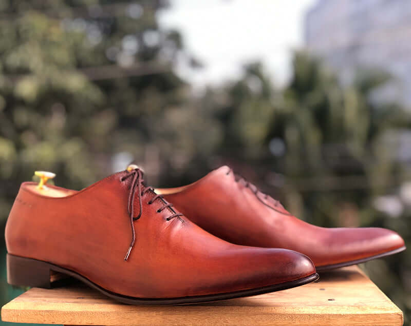 Handmade Men's Brown Wholecut Leather Lace Up Shoes, Men Designer Dress Formal Shoes - theleathersouq