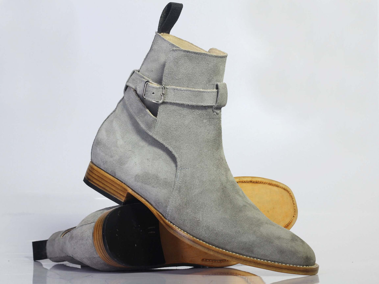 Handmade Men's Gray Suede Jodhpur Boots, Men Ankle Boots, Men Designer Boots - theleathersouq