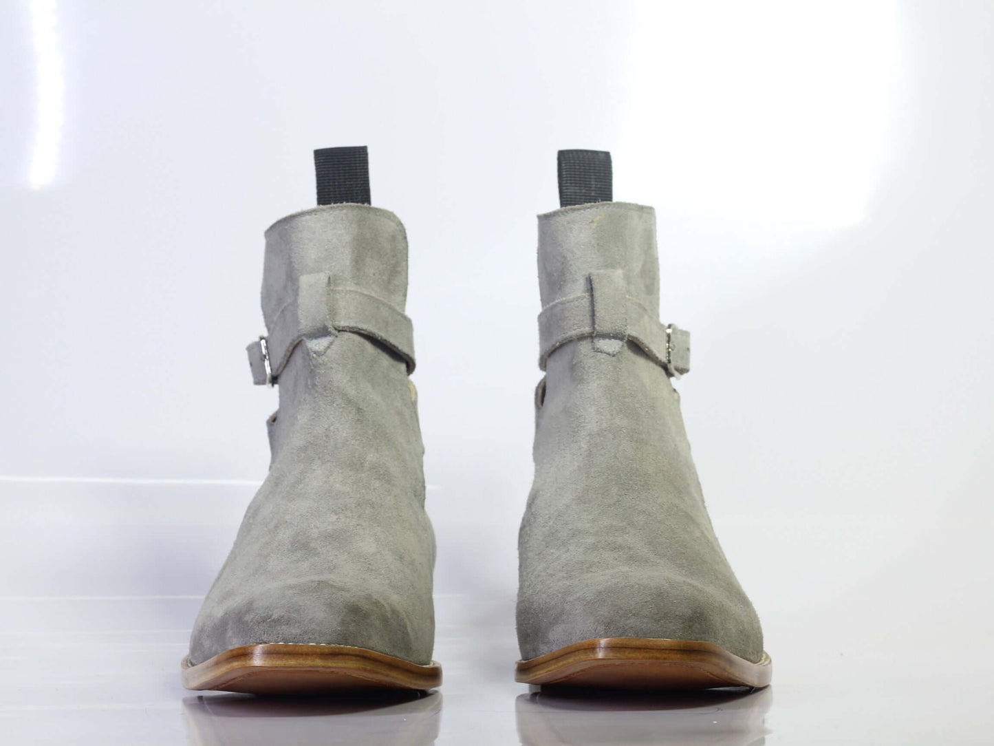 Handmade Men's Gray Suede Jodhpur Boots, Men Ankle Boots, Men Designer Boots - theleathersouq