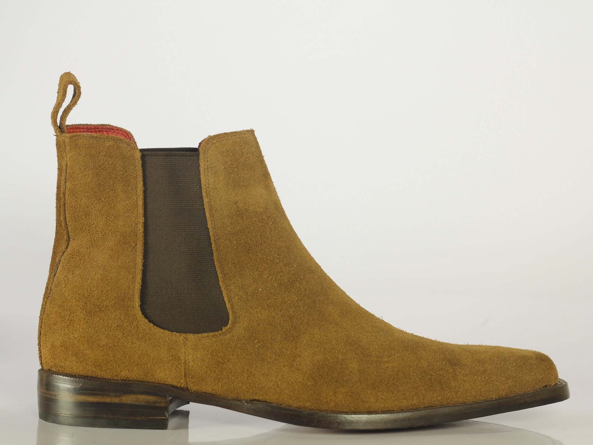 Handmade Men's Tan Suede Chelsea Boots, Men Ankle Boots, Men Designer Boots - theleathersouq