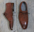Handmade Men's Brown Cap Toe Brogue Leather Suede Lace Up Shoes, Men Designer Dress Formal Luxury Shoes - theleathersouq