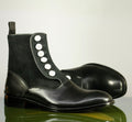 Handmade Men's Black Leather Suede Dress Button Boots, Men Ankle Boots, Men Designer Fashion Boots - theleathersouq