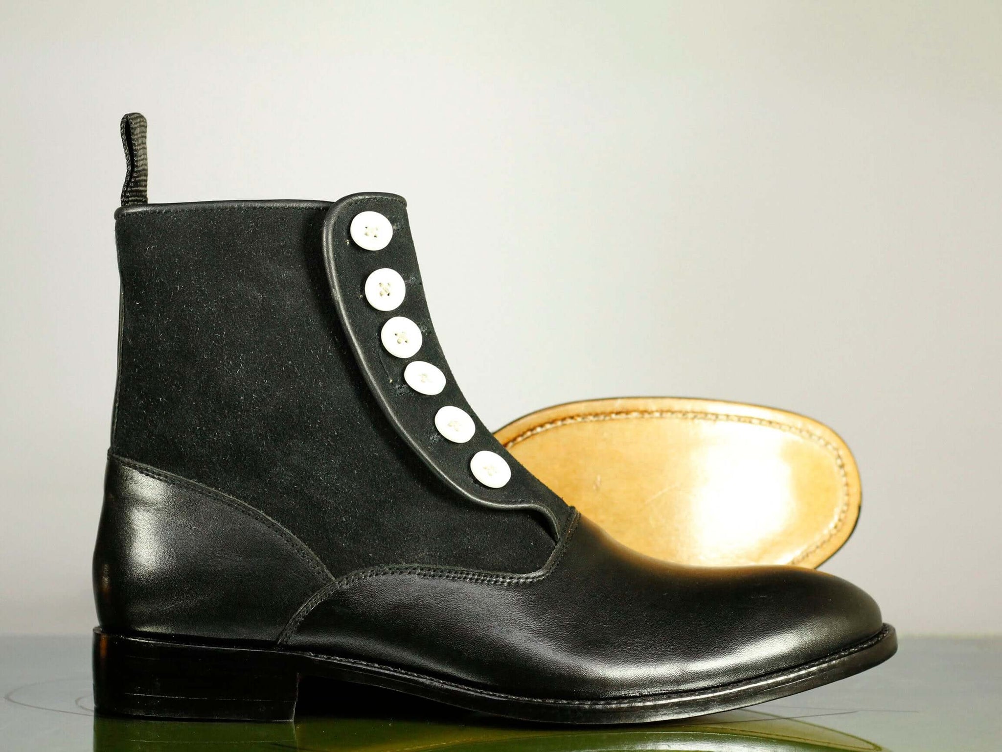 Handmade Mens Black Leather Ankle Boots, Men Ankle Designer Fashion Boots