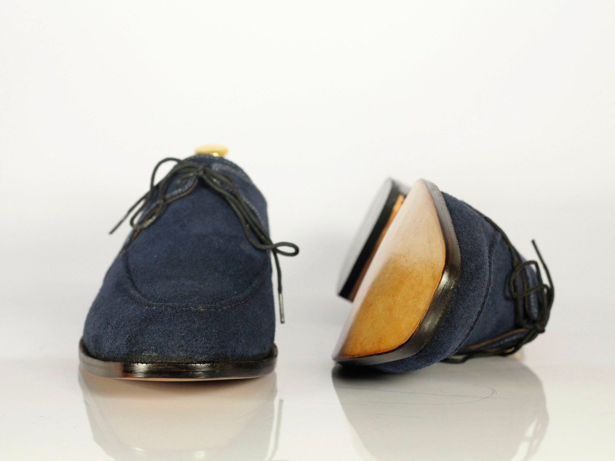 Handmade Men's Blue Leather Side Lace Up Shoes, Men Designer Dress Formal  Luxury Shoes