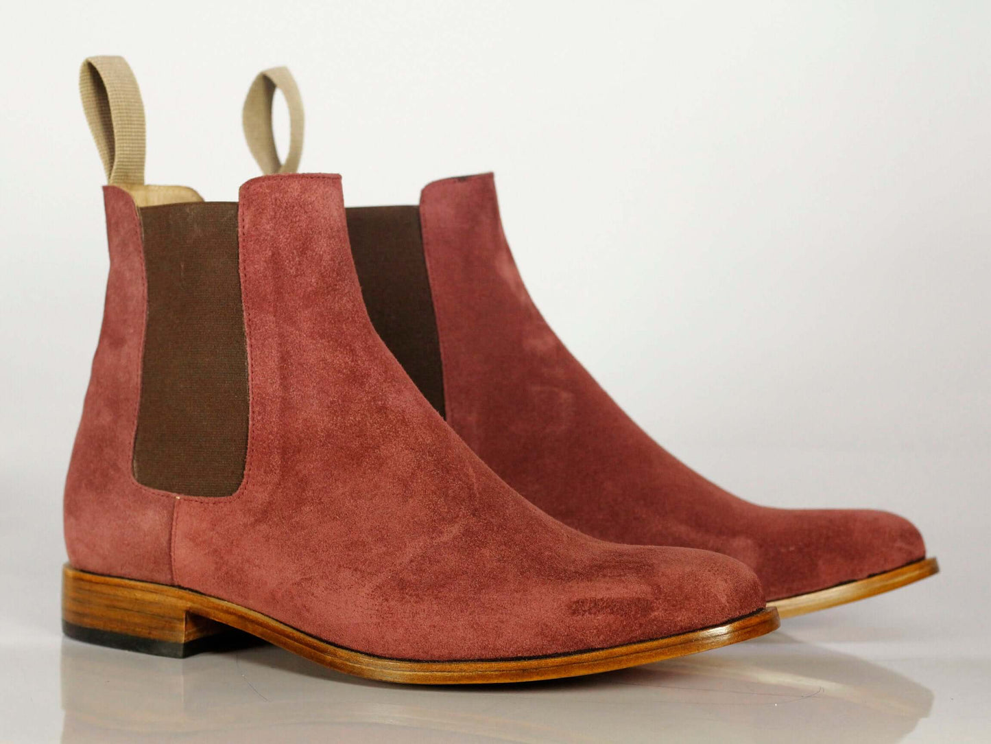 Handmade Men's Red Blood Suede Chelsea Boots, Men Ankle Boots, Men Designer Fashion Boots - theleathersouq