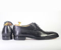 Handmade Men's Black Cap Toe Brogue Leather Lace Up Shoes, Men Designer Dress Formal Luxury Shoes - theleathersouq