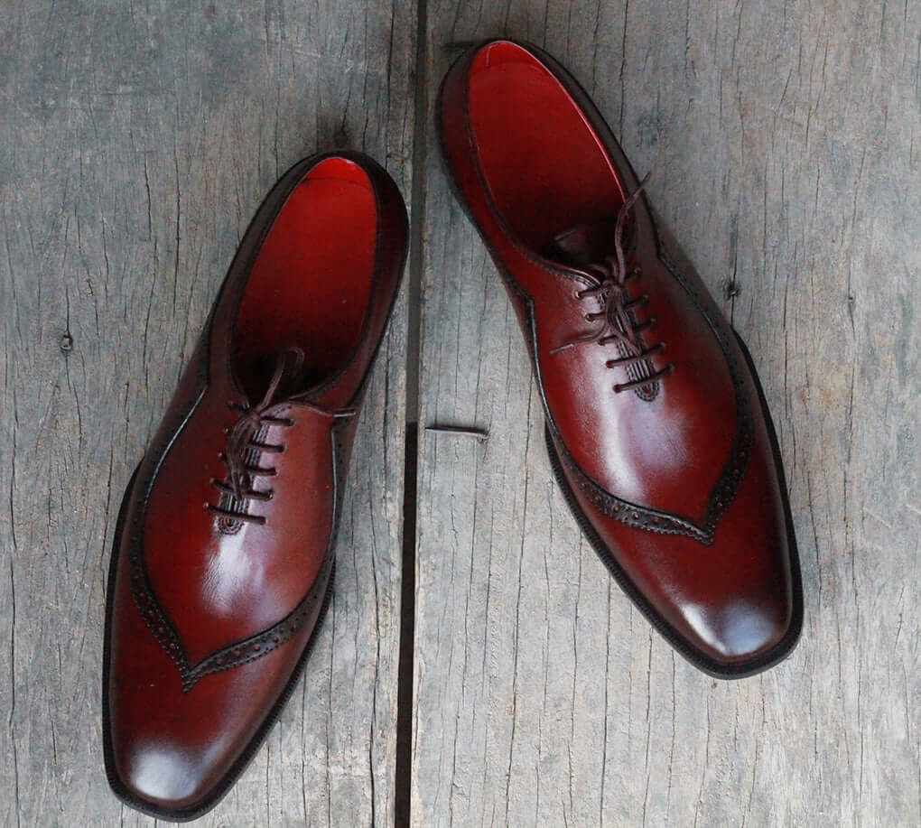 Handmade Men's Burgundy Leather Lace Up Shoes, Men Designer Dress Formal Luxury Shoes - theleathersouq