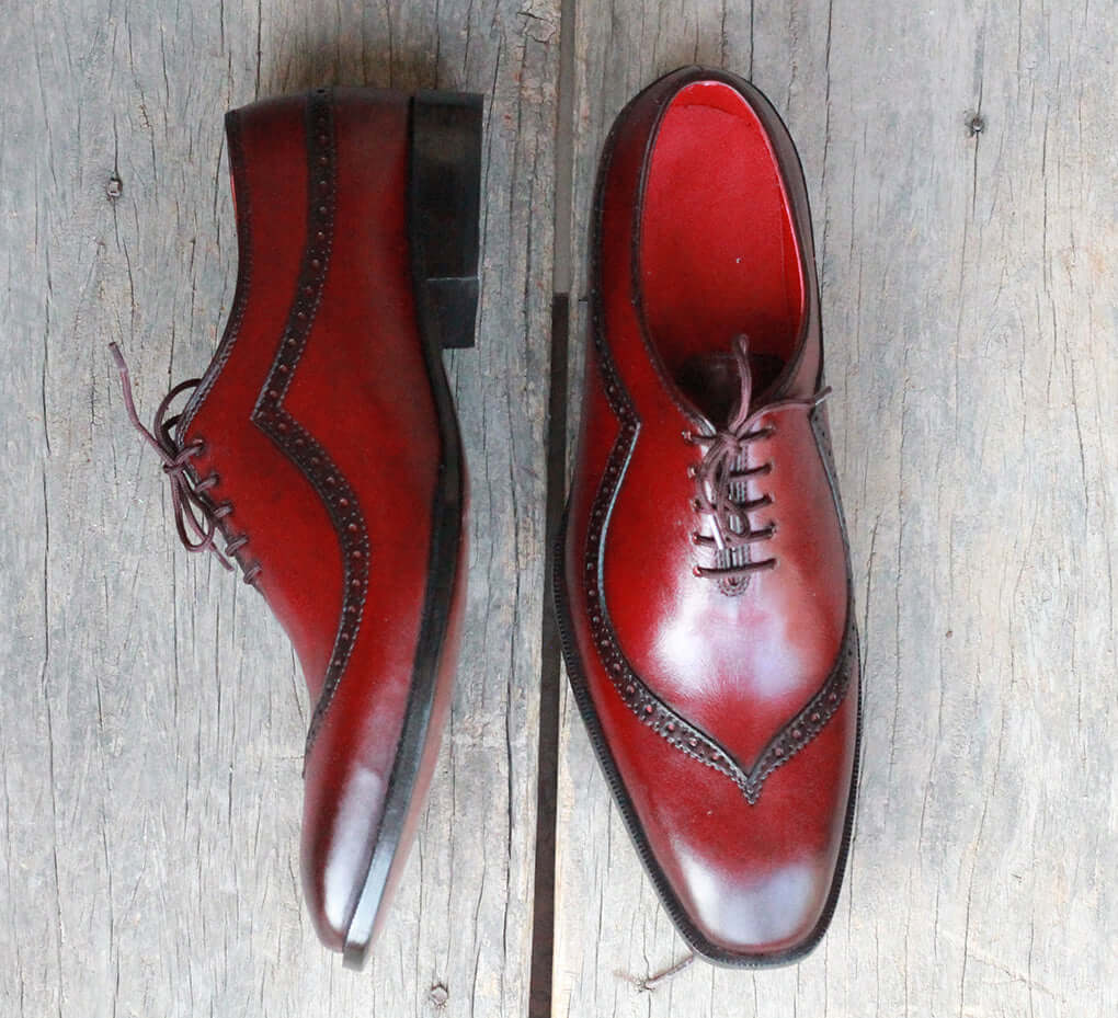 Handmade Men's Burgundy Leather Lace Up Shoes, Men Designer Dress Form ...