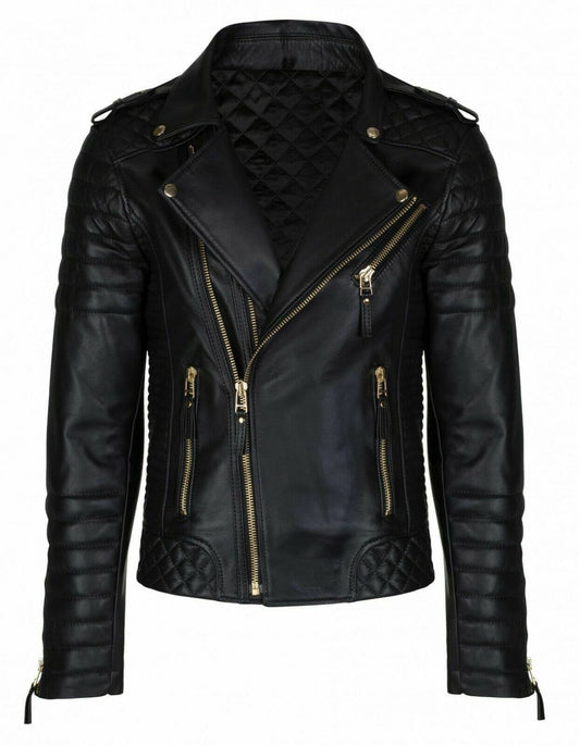 New Men's biker leather jacket, Mens fashion black motorcycle leather jackets - theleathersouq