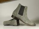 New Men's Handmade Gray Suede Chelsea Boots, Men Ankle Boots, Men Designer Boots - theleathersouq