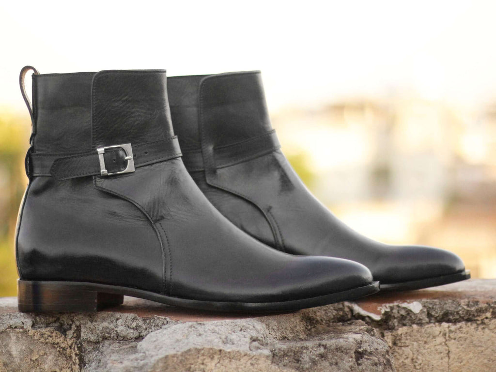 Handmade Men's Black Leather Jodhpur Buckle Boots, Men Ankle Boots, Me ...