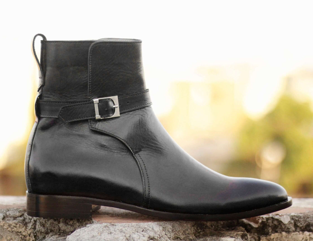 Handmade Men's Black Leather Jodhpur Buckle Boots, Men Ankle Boots, Me ...