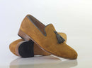 Handmade Men's Tan Color Suede Tassel Loafers, Men Designer Dress Formal Luxury Shoes - theleathersouq