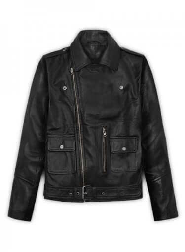 Stylish Biker Style Fashion Leather Black Jacket For Ladies - theleathersouq