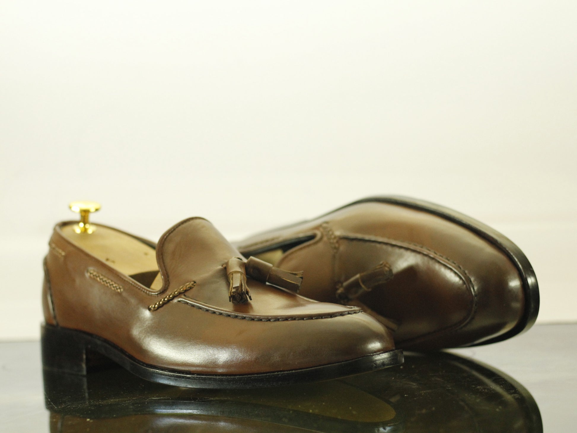 Handmade Men's Brown Color Leather Tassel Loafers, Men Designer Dress Formal Luxury Shoes - theleathersouq