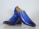 Handmade Men's Blue Leather Brogue Toe Lace Up Shoes, Men Designer Dress Formal Luxury Shoes