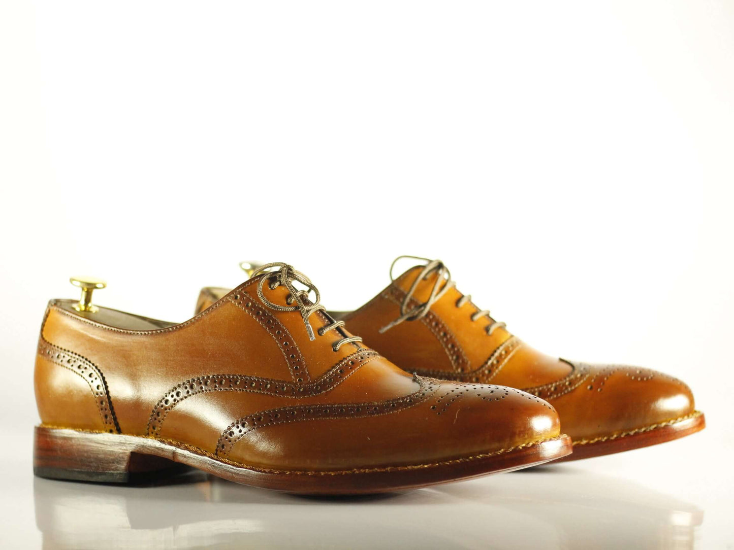 Handmade Men's Tan Brown Leather Wing Tip Brogue Lace Up Shoes, Men Designer Dress Formal Luxury Shoes