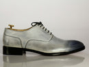 Handmade Men's Silver Leather Brogue Lace Up Shoes, Men Designer Dress Formal Luxury Shoes