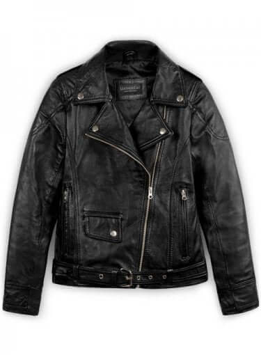 Latest Biker Style Celebrity Leather Jacket For Women, Black Leather Ladies Jacket - theleathersouq