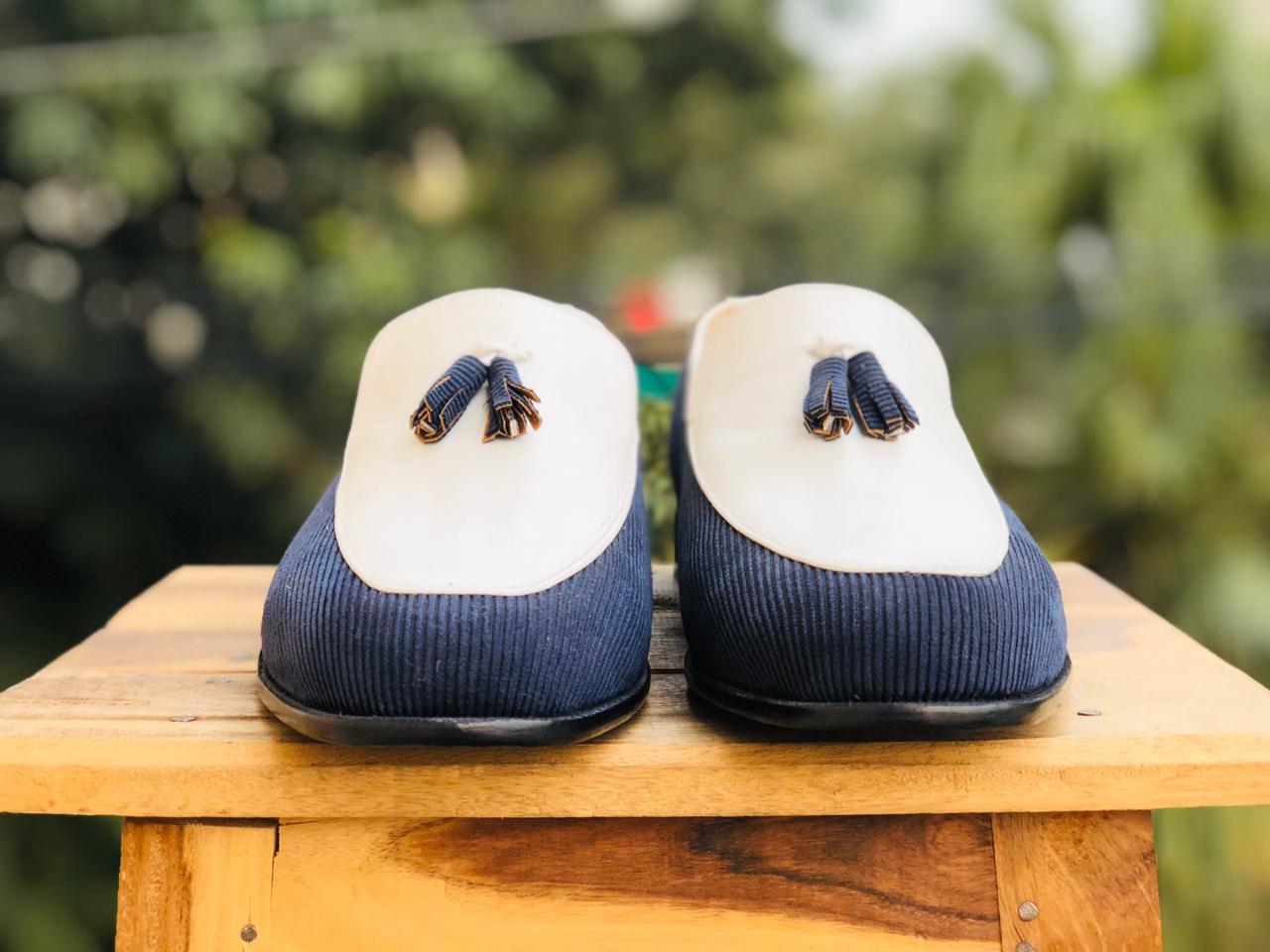 Handmade Men Leather Shoe, Royal Blue Loafer For , Formal Suede Shoes –  Footeria