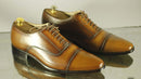 Handmade Men's Brown Leather Cap Toe Lace Up Shoes, Men Dress Formal Shoes