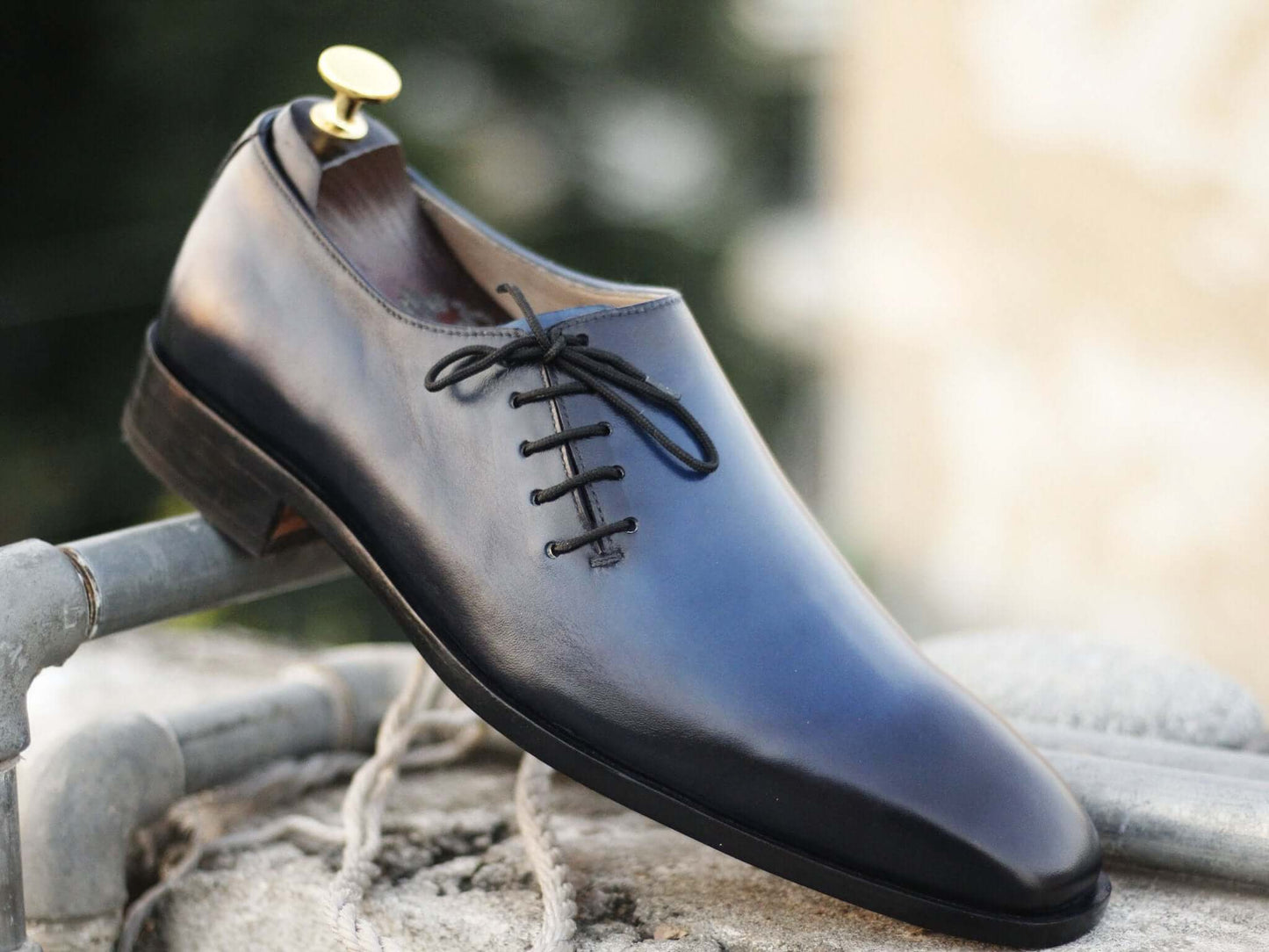 Handmade Men's Blue Leather Side Lace Up Shoes, Men Designer Dress Formal Luxury Shoes