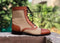 Handmade Men's Beige Brown Leather Suede Cap Toe Lace Up Boots, Men Ankle Boots, Men Fashion Boots