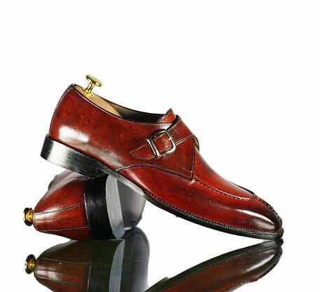 Handmade Men's Burgundy Leather Split Toe Monk Strap Shoes, Men Dress Fashion Driving Shoes