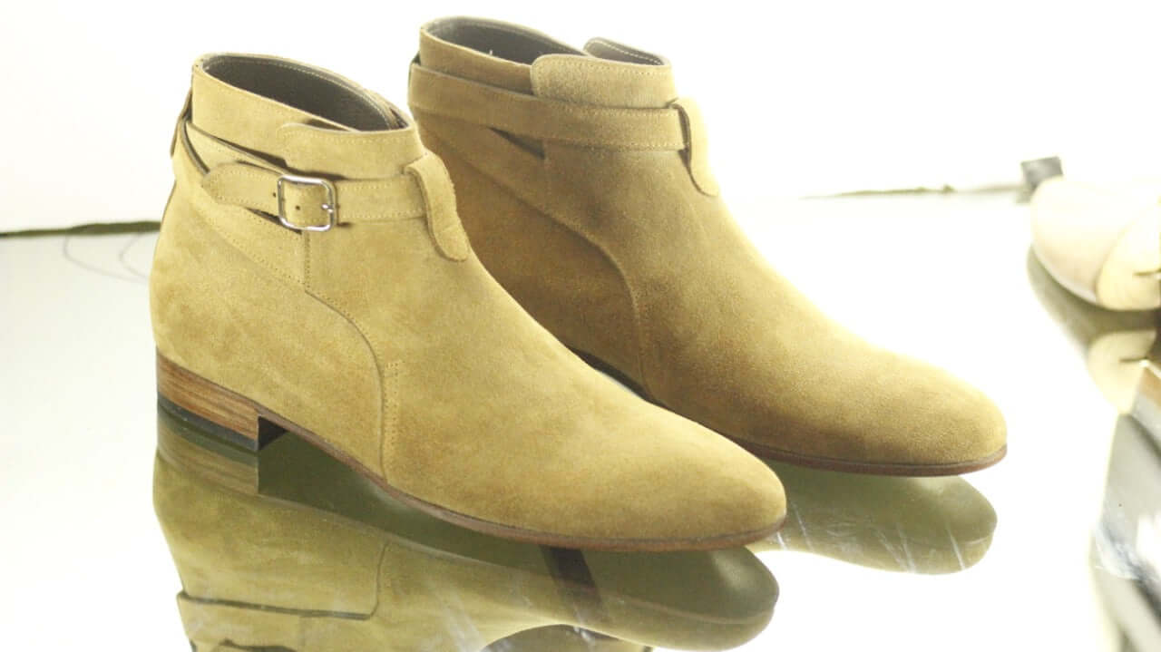 New Handmade Men's Beige Suede Jodhpur Strap Boots, Men Ankle Boots, Men Fashion Boots