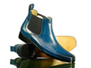 Handmade Men's Blue Leather Brogue Toe Chelsea Boots, Men Ankle Boots, Men Fashion Boots