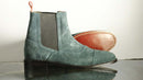 New Handmade Men's Gray Suede Cap Toe Chelsea Boots, Men Ankle Boots, Men Fashion Boots