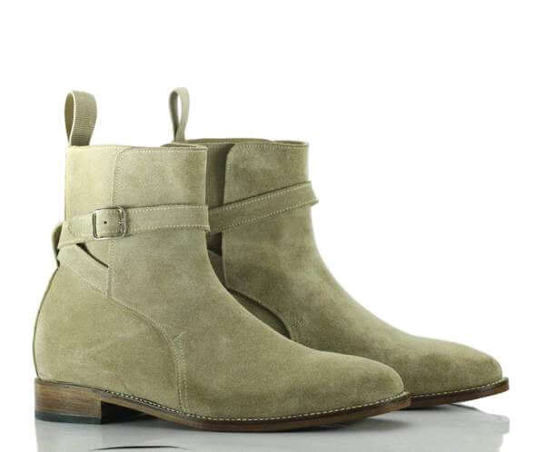 New Handmade Men's Beige Suede Jodhpur Strap Boots, Men Ankle Boots, Men Fashion Boots