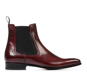 Handmade Men Red Leather Chelsea Boots