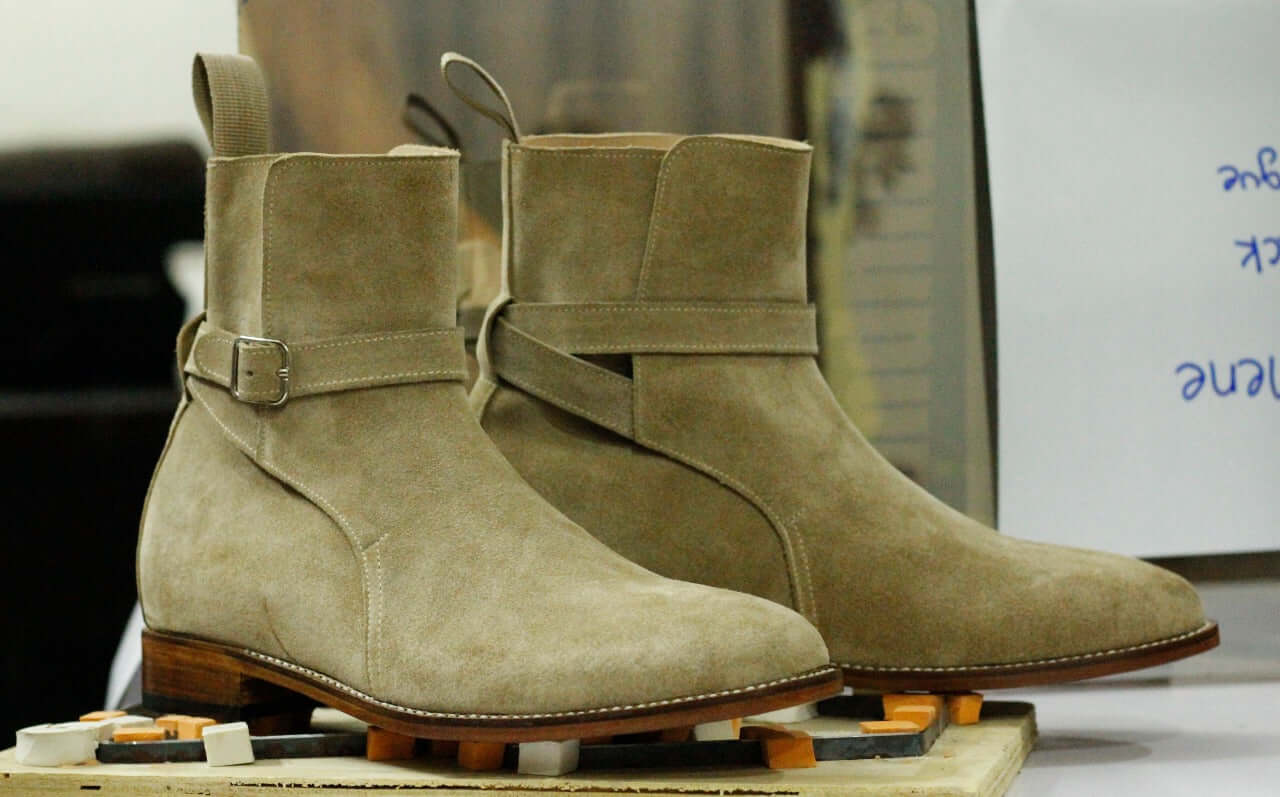 New Elegant Handmade Men's Beige Suede Jodhpur Strap Boots, Men Ankle Boots, Men Fashion Boots