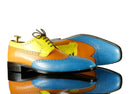 Stylish Handmade Men's Multicolor Leather Wing Tip Brogue Lace Up Shoes, Men Dress Formal Shoes