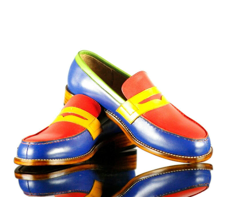 Handmade Men's Multicolor Leather Slipper Party Loafer Shoes, Men Dress Moccasin Shoes