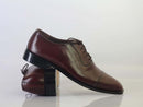 Classic Handmade Men's Burgundy Leather Cap Toe Lace Up Shoes, Men Dress Formal Shoes